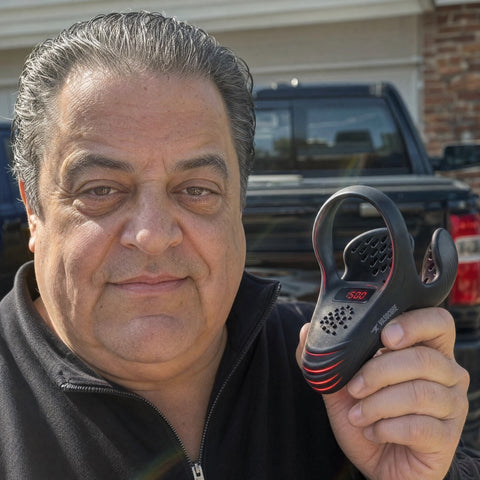 VasoCore customer holding the device