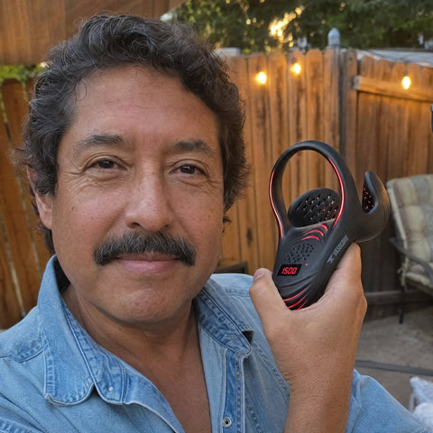 VasoCore customer holding the device