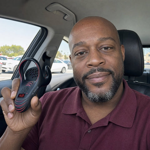 VasoCore customer holding the device